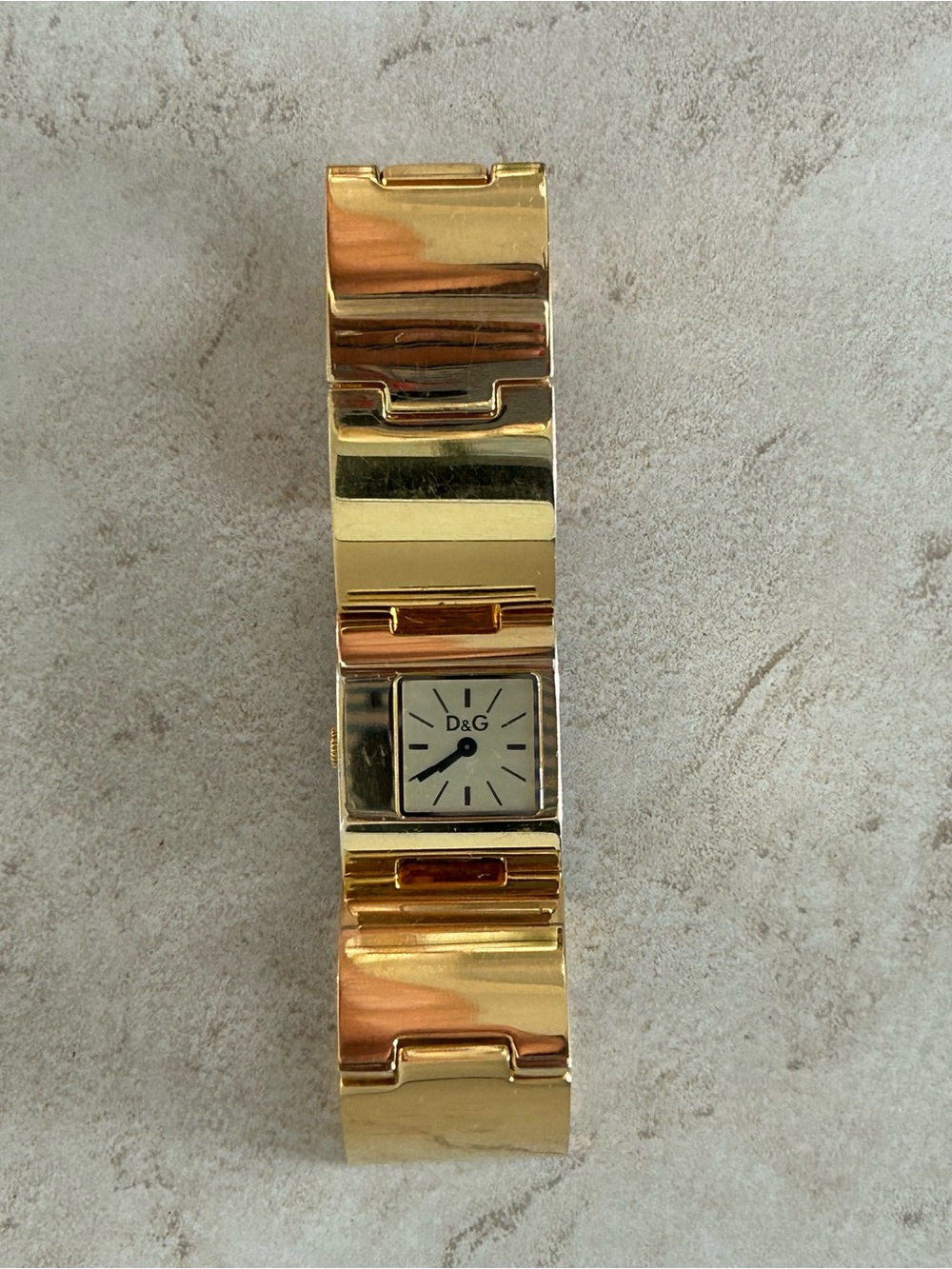 D&G Dolce & Gabbana Gold Tone Bracelet Watch with Square Dial untested